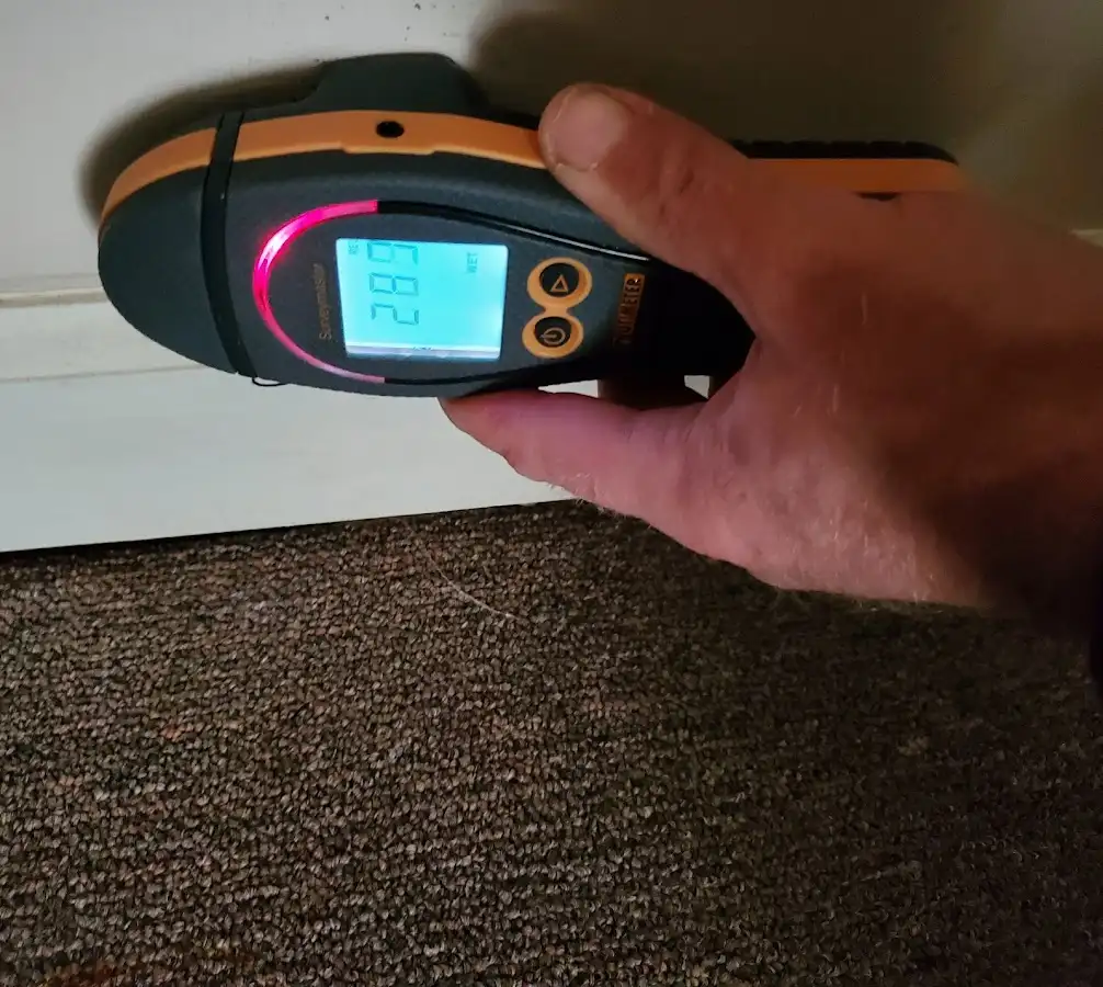Moisture detection at baseboard during Sewage Cleanup & Sanitation in Grants